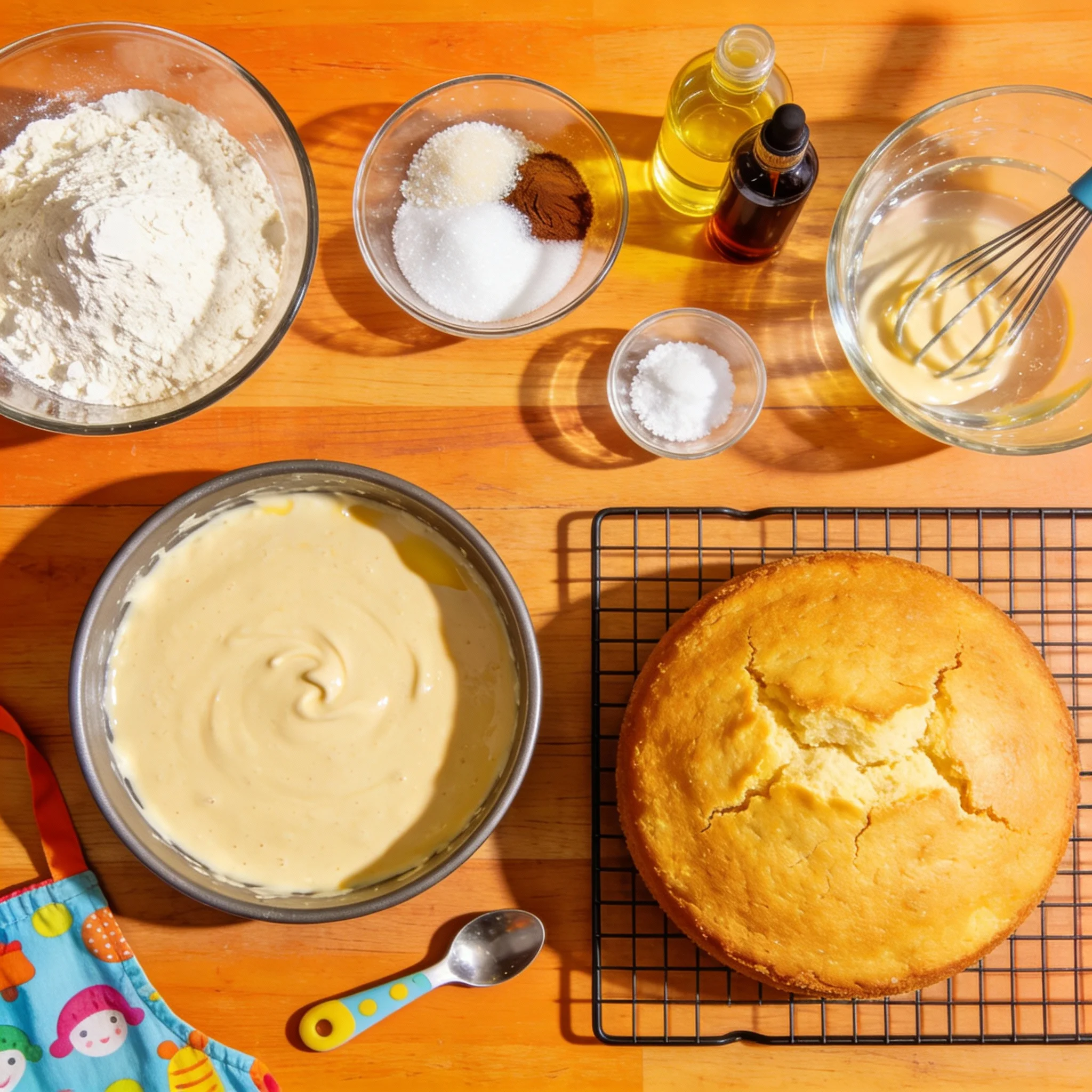 Step-by-step Wacky Cake process