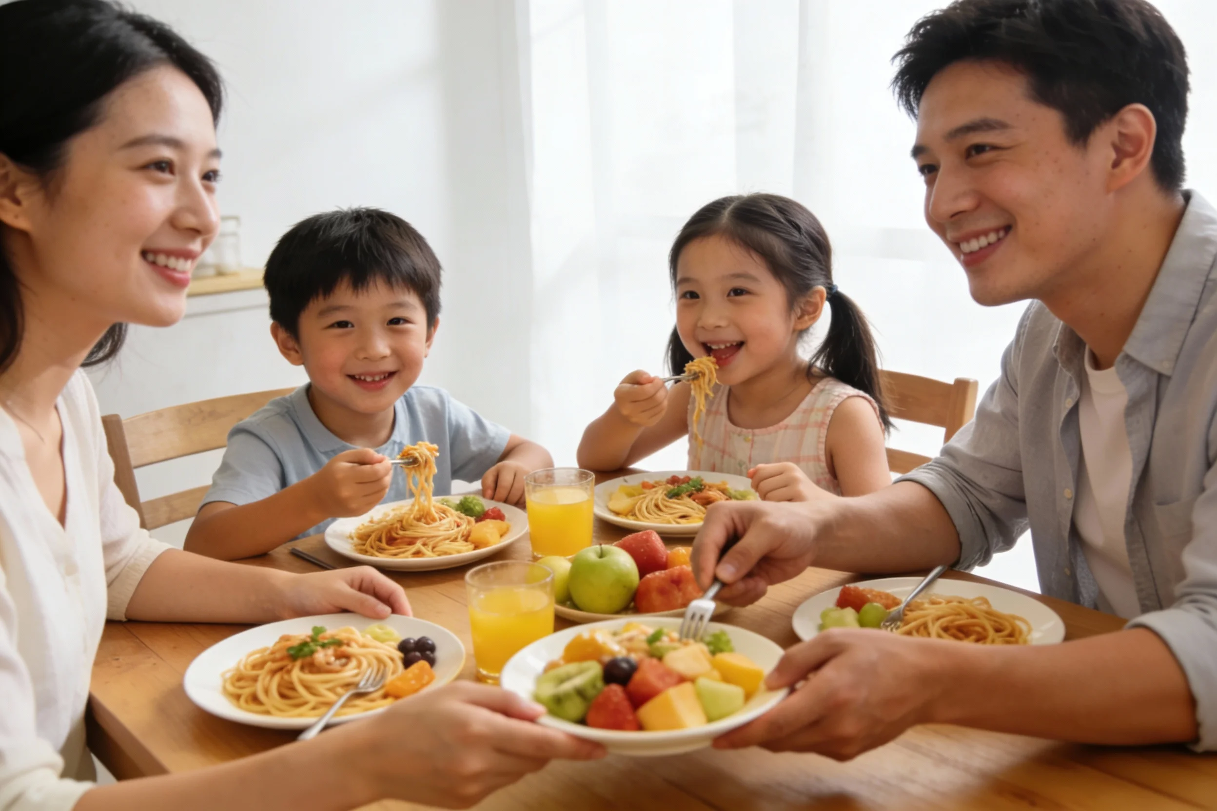 Family enjoying a meal together