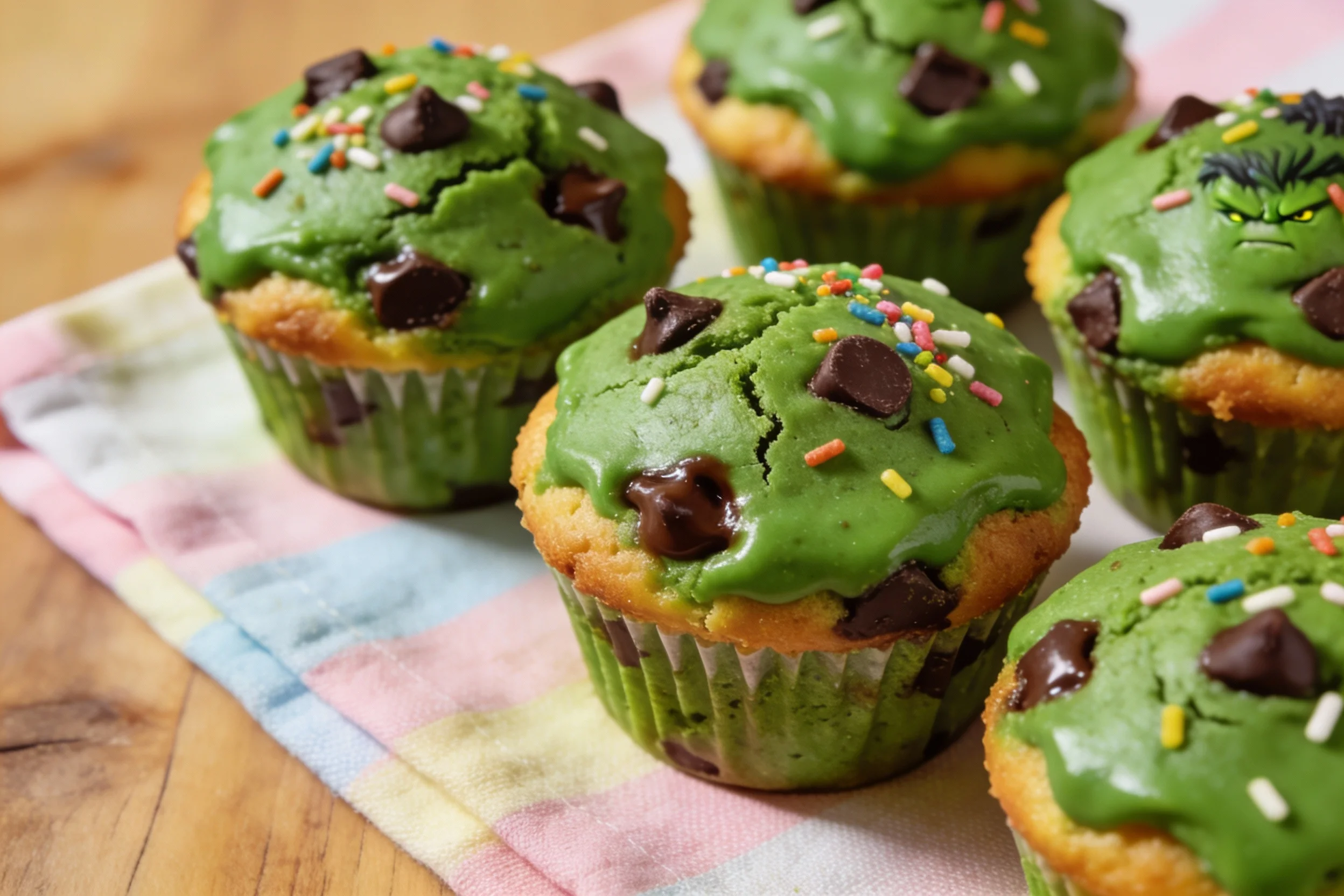 Freshly baked Hulk Muffins