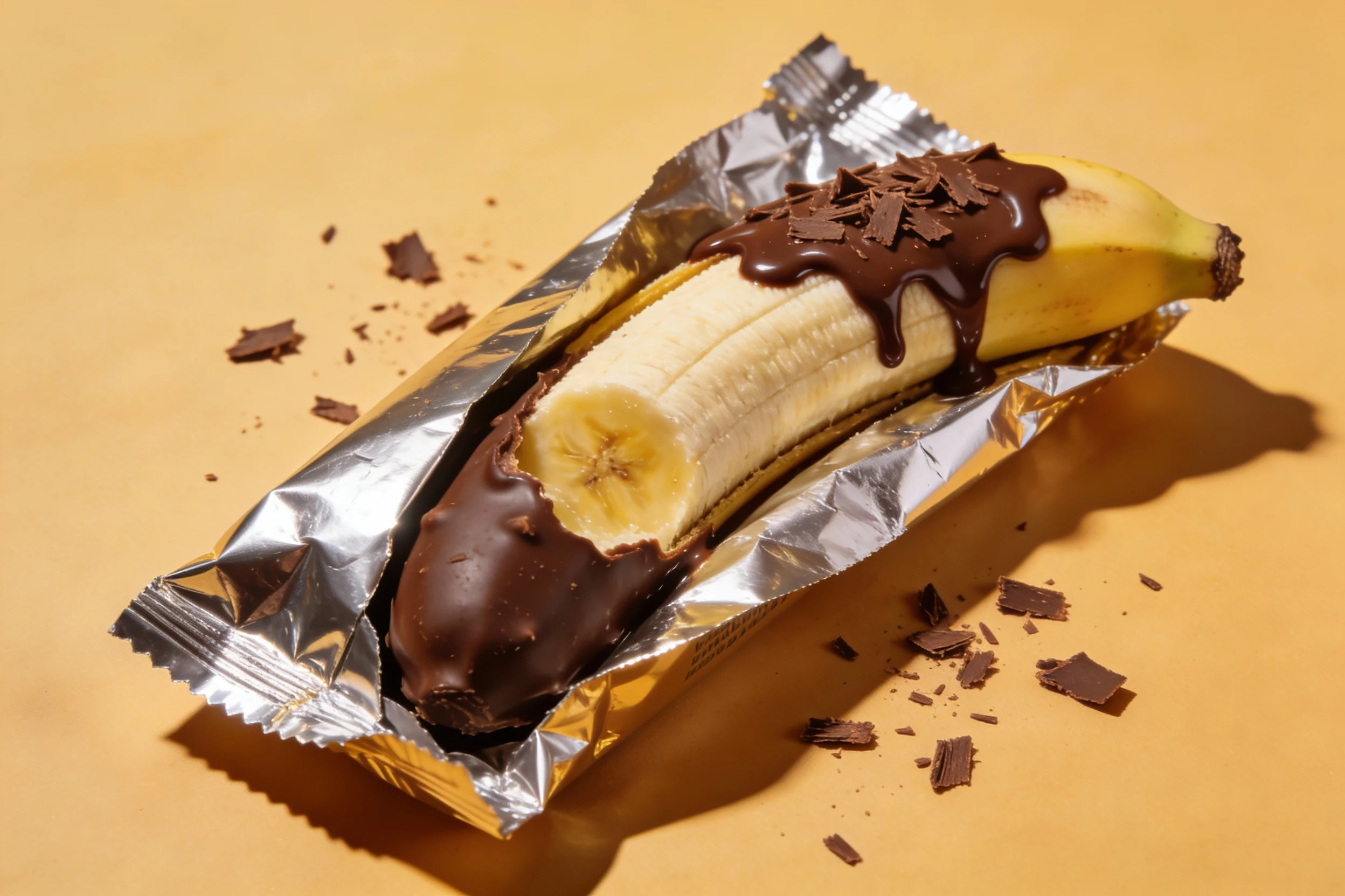 Chocolate banana foil packet