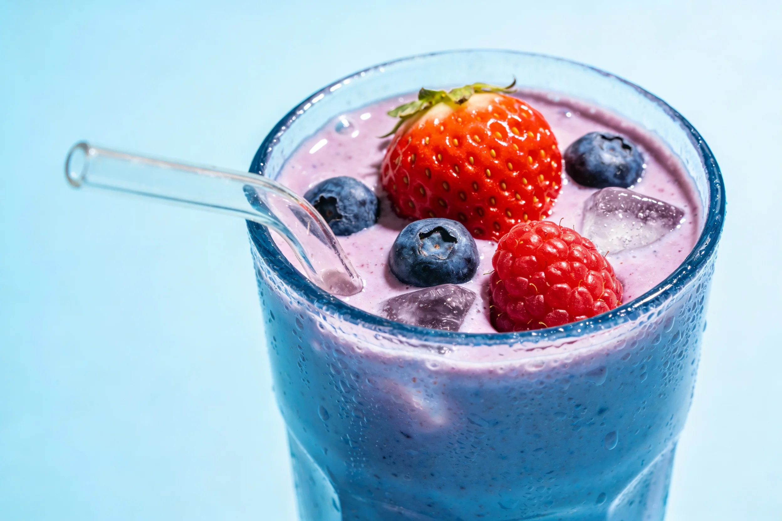 Blue and purple smoothie with berries
