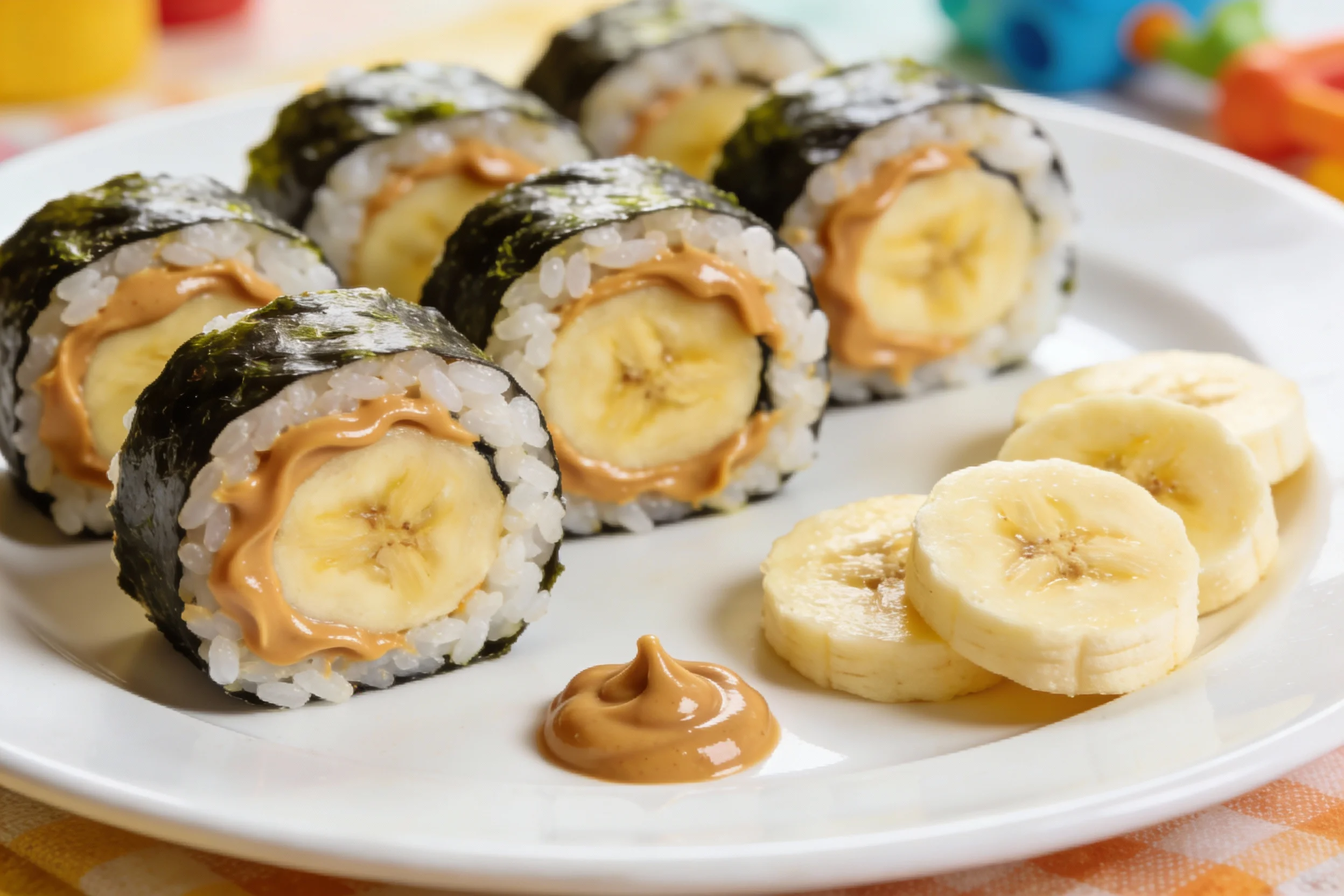 Peanut butter and banana sushi rolls