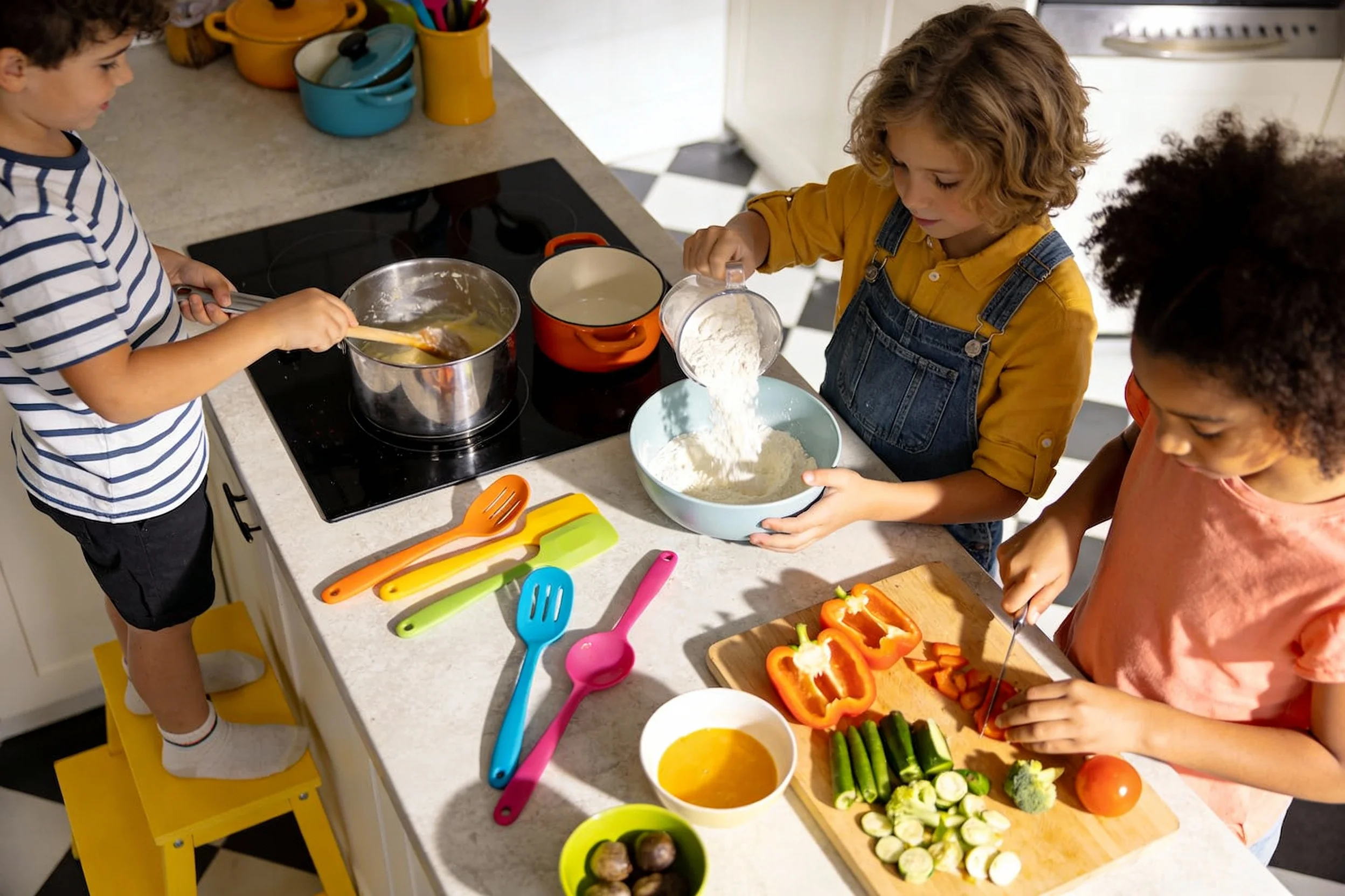 Kids learning to cook